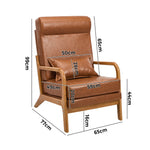 Armchair PU Leather Lounge Chair with Lumbar Pillow - Brown