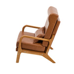 Armchair PU Leather Lounge Chair with Lumbar Pillow - Brown