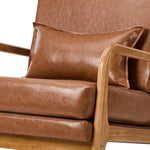 Armchair PU Leather Lounge Chair with Lumbar Pillow - Brown