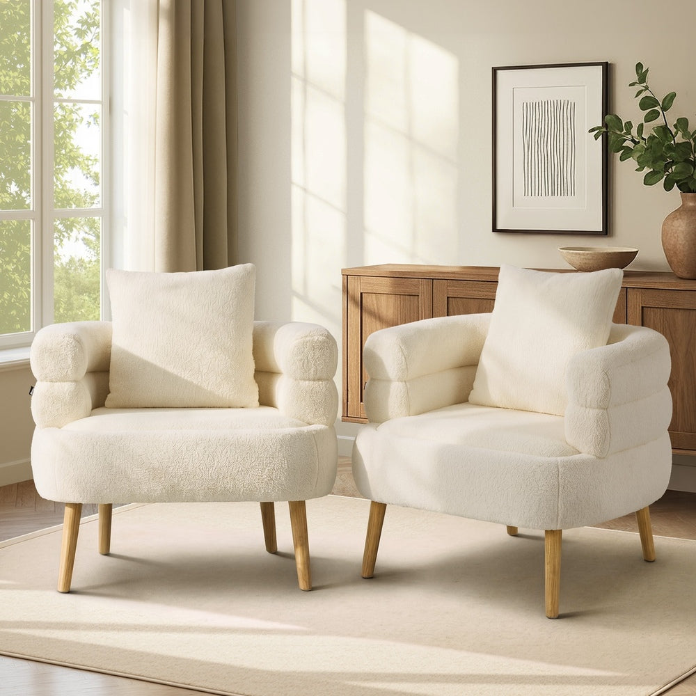 White Tub Armchair Set of 2 Sherpa | HomeAndLiving