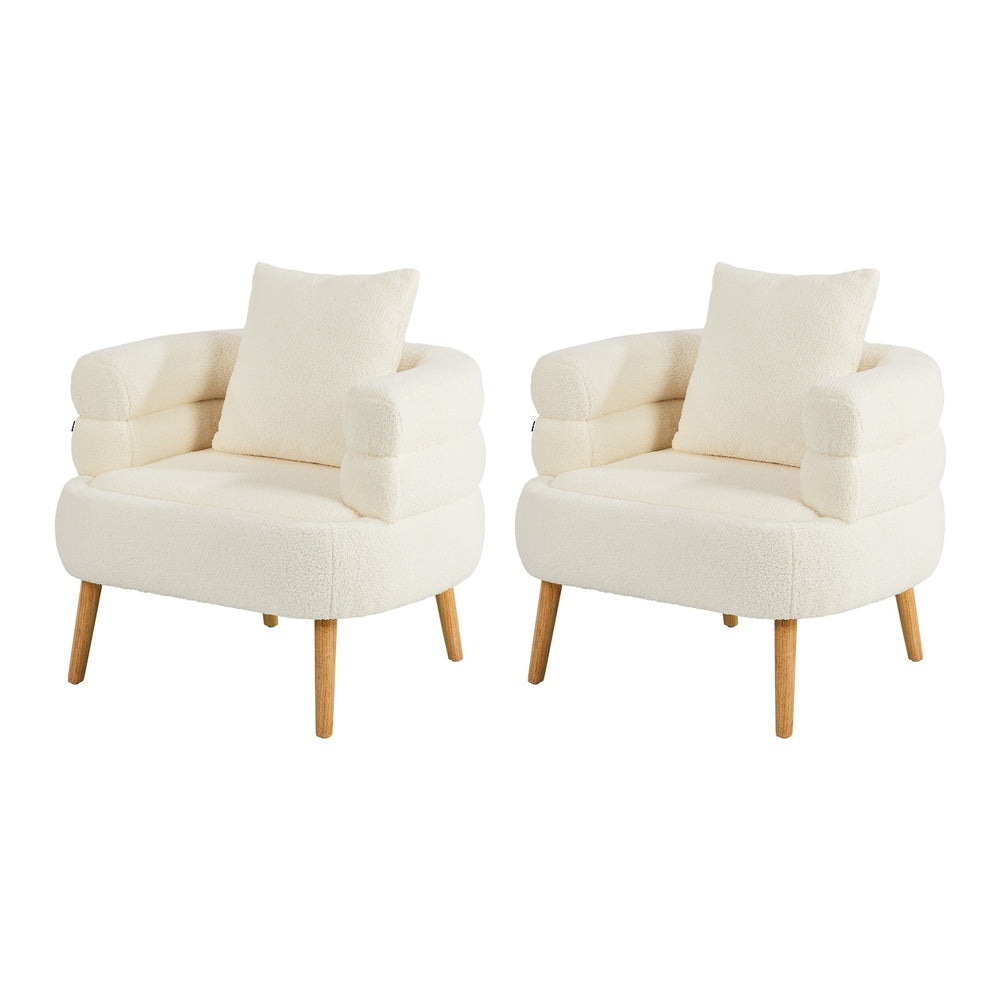 White Tub Armchair Set of 2 Sherpa | HomeAndLiving - 2