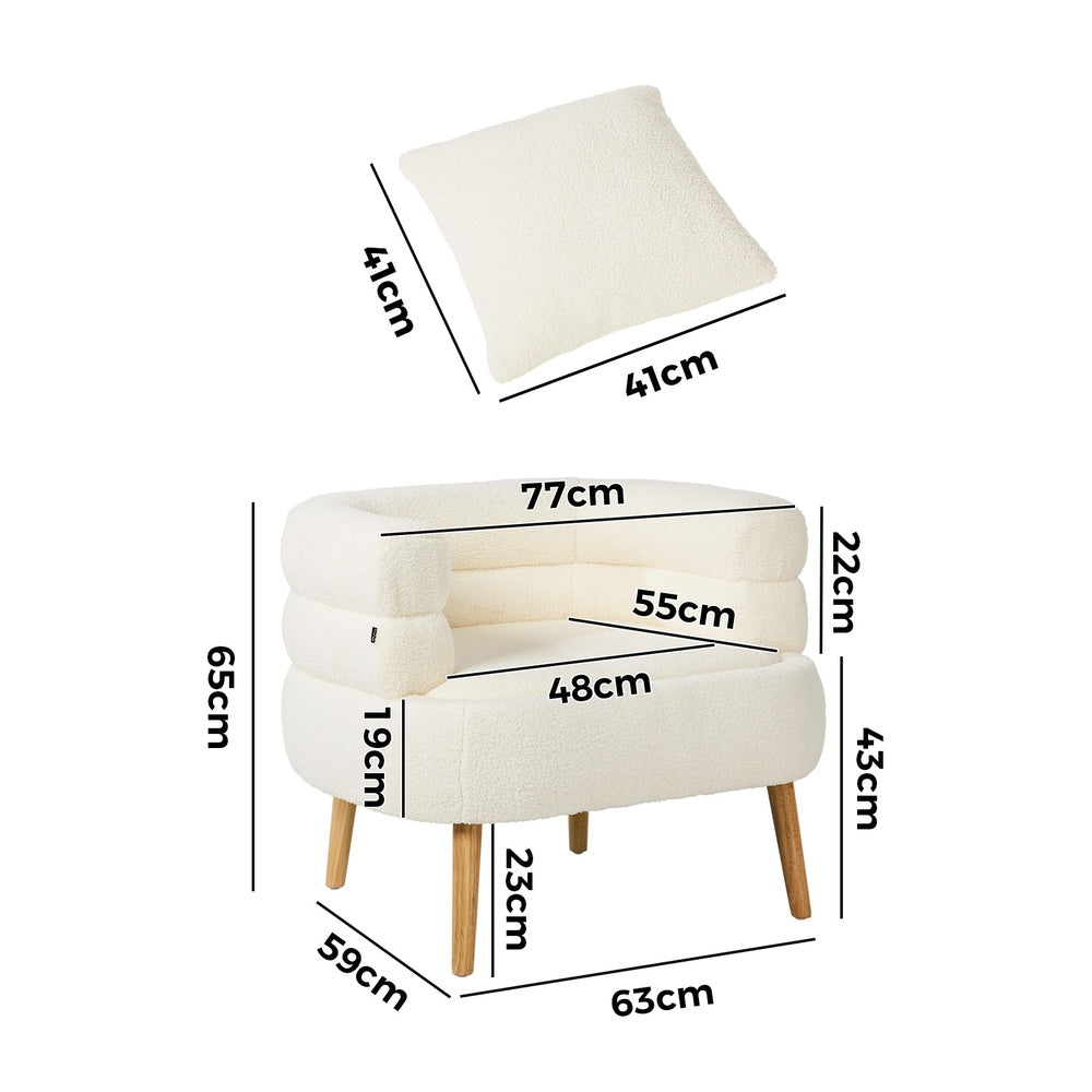 White Tub Armchair Set of 2 Sherpa | HomeAndLiving - 9