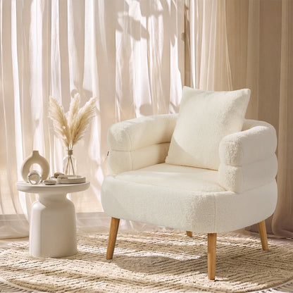 White Tub Armchair Set of 2 Sherpa | HomeAndLiving - 5