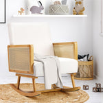 Rocking Chair Nursing Armchair Linen PE Rattan Beige