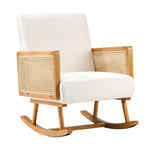 Rocking Chair Nursing Armchair Linen PE Rattan Beige