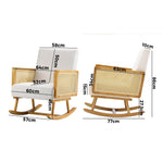 Rocking Chair Nursing Armchair Linen PE Rattan Beige