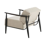 Wooden Armchair Lounge Sofa Fabric Accent Chair Beige/Grey Living Room Seat