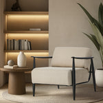 Wooden Armchair Lounge Sofa Fabric Accent Chair Beige/Grey Living Room Seat