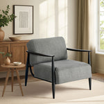 Wooden Armchair Lounge Sofa Fabric Accent Chair Beige/Grey Living Room Seat