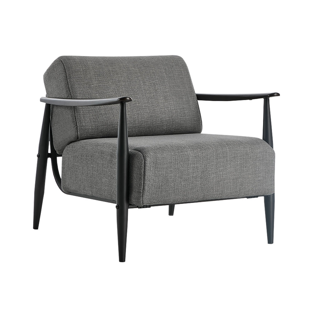 Wooden Armchair Lounge Sofa Fabric Accent Chair Beige/Grey Living Room Seat