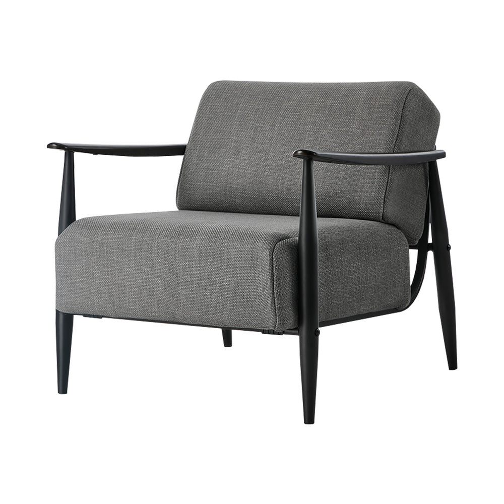 Wooden Armchair Lounge Sofa Fabric Accent Chair Beige/Grey Living Room Seat