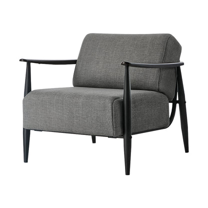 Wooden Armchair Lounge Sofa Fabric Accent Chair Beige/Grey Living Room Seat