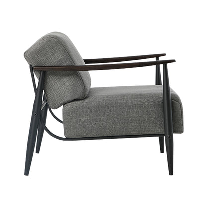 Wooden Armchair Lounge Sofa Fabric Accent Chair Beige/Grey Living Room Seat