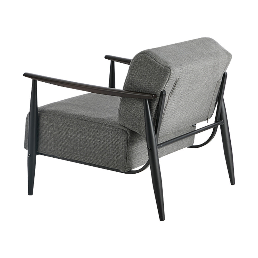Wooden Armchair Lounge Sofa Fabric Accent Chair Beige/Grey Living Room Seat