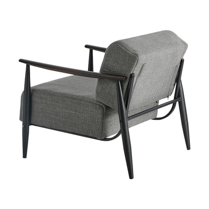 Wooden Armchair Lounge Sofa Fabric Accent Chair Beige/Grey Living Room Seat