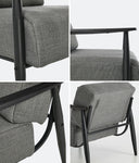 Wooden Armchair Lounge Sofa Fabric Accent Chair Beige/Grey Living Room Seat