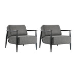 2x Wooden Armchair Sofa Chair Fabric Accent 1 Seater Grey/Beige Upholstered Seating