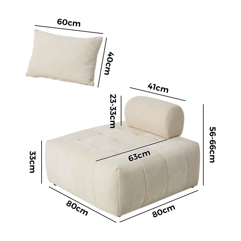 Chenille Floor Sofa Modular Lounge Beige | HomeAndLiving - 6