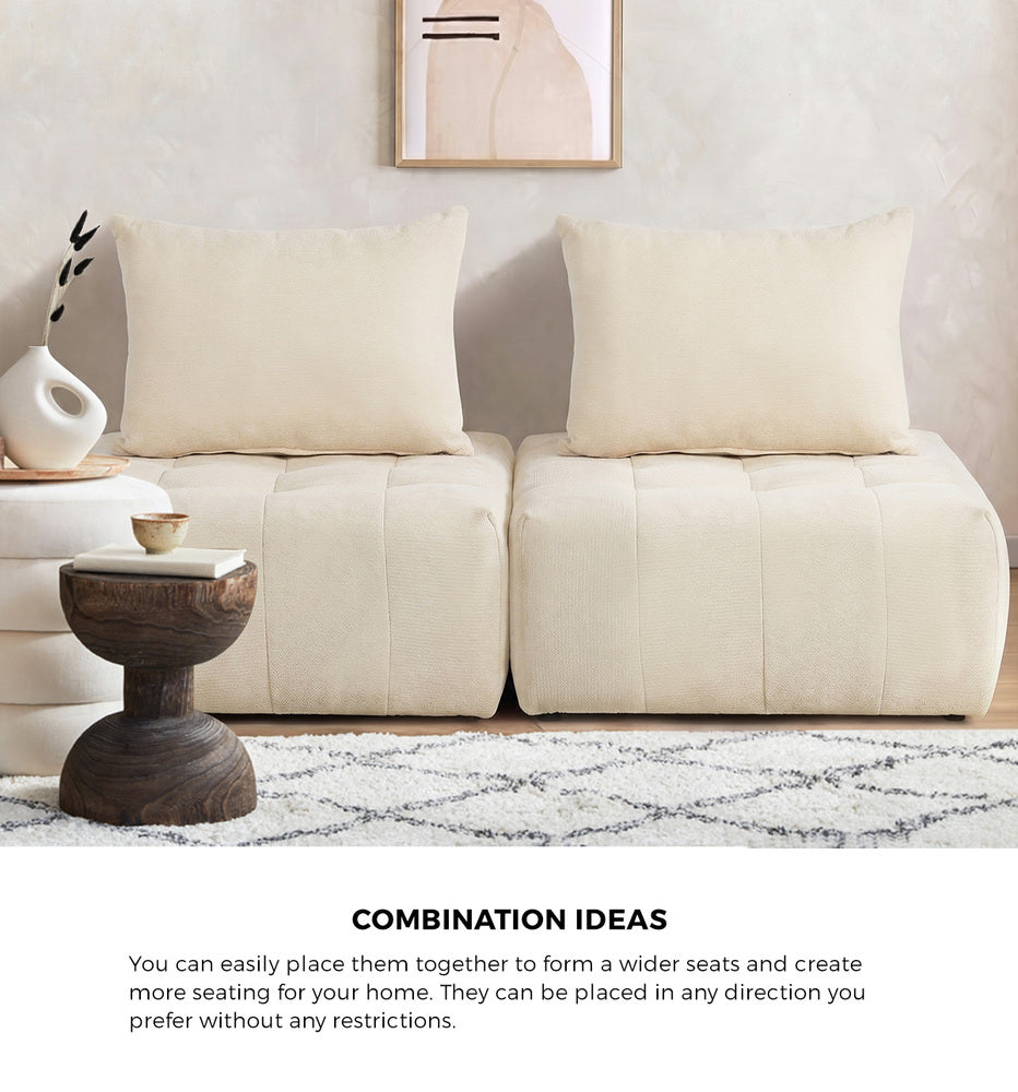 Chenille Floor Sofa Modular Lounge Beige | HomeAndLiving - 9