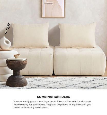 Chenille Floor Sofa Modular Lounge Beige | HomeAndLiving - 9
