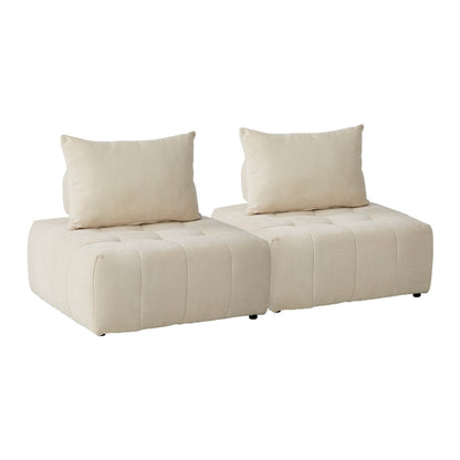 Chenille Floor Sofa Modular Set 2pc Beige | HomeAndLiving