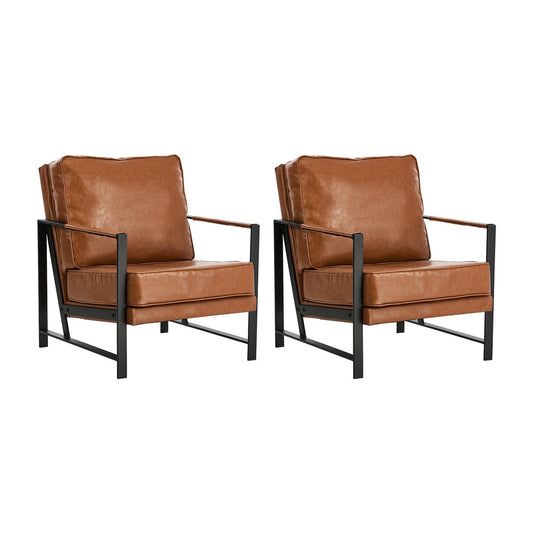 2x Lounge Armchair Sofa Chair Faux Leather Accent 1 Seater Upholstered Seating