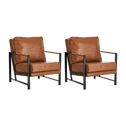 2x Lounge Armchair Sofa Chair Faux Leather Accent 1 Seater Upholstered Seating