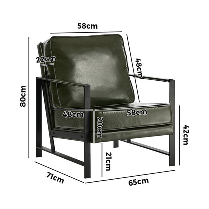 Green Faux Leather Armchair 65x71x80cm