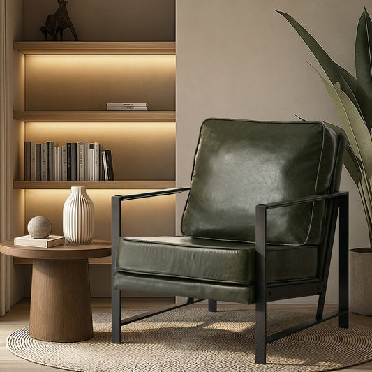 Green Faux Leather Armchair 65x71x80cm
