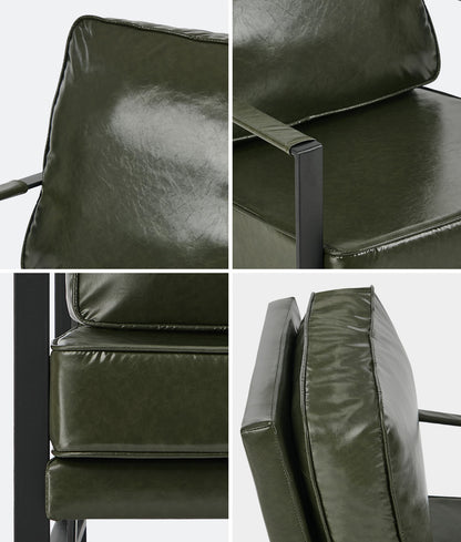 Green Faux Leather Armchair 65x71x80cm