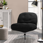 Armchair Swivel Lounge Chair Padded Polyester Black/Green/Boucle White