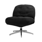 Armchair Swivel Lounge Chair Padded Polyester Black/Green/Boucle White