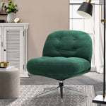 Armchair Swivel Lounge Chair Padded Polyester Black/Green/Boucle White