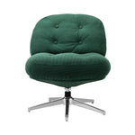 Armchair Swivel Lounge Chair Padded Polyester Black/Green/Boucle White