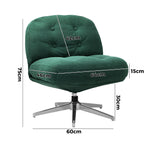 Armchair Swivel Lounge Chair Padded Polyester Black/Green/Boucle White