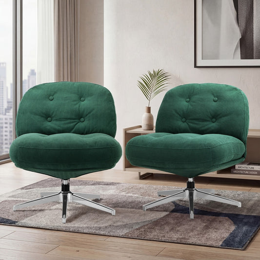 Swivel Accent Armchairs Green Set of 2 | HomeAndLiving