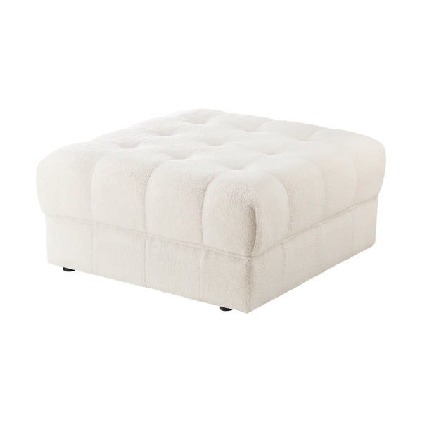  1 Seater Boucle Modular Ottoman Lounge Chair Armless White