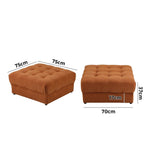 1 Seater Velvet Modular Ottoman Armless TOFU Brown