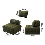 4 Seater Boucle Modular Sofa Armless TOFU Back Green
