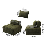 1 Seater Boucle Modular Sofa Armless TOFU Back Green