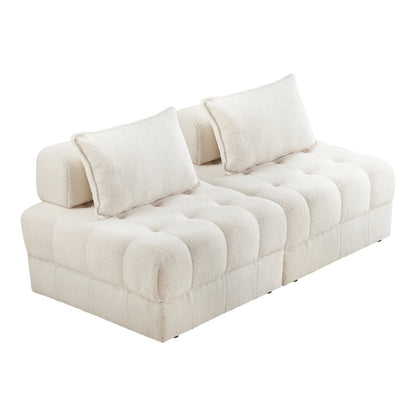 1-4 Seater Boucle Modular Sofa Lounge Chair Armless White