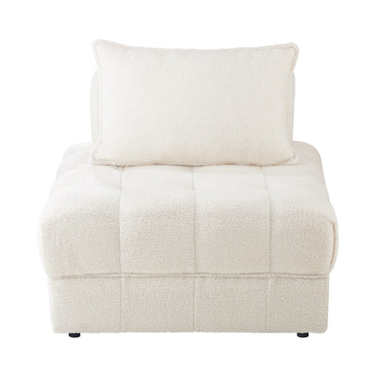 3-Seater Boucle Modular Sofa Lounge Chair Armless White for Living Room