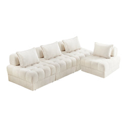 4-Seater Boucle Modular Sofa Lounge Chair Armless White Modern Living Room
