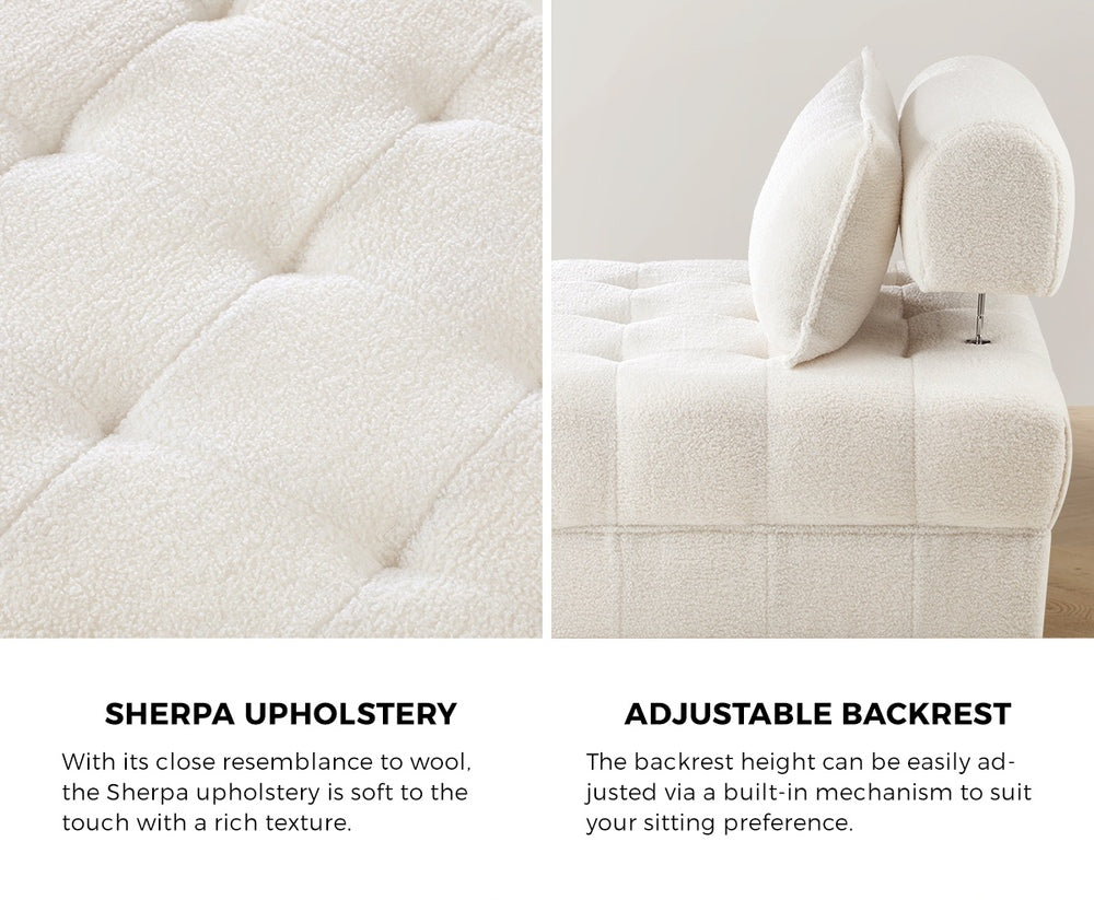 4-Seater Boucle Modular Sofa Lounge Chair Armless White Modern Living Room