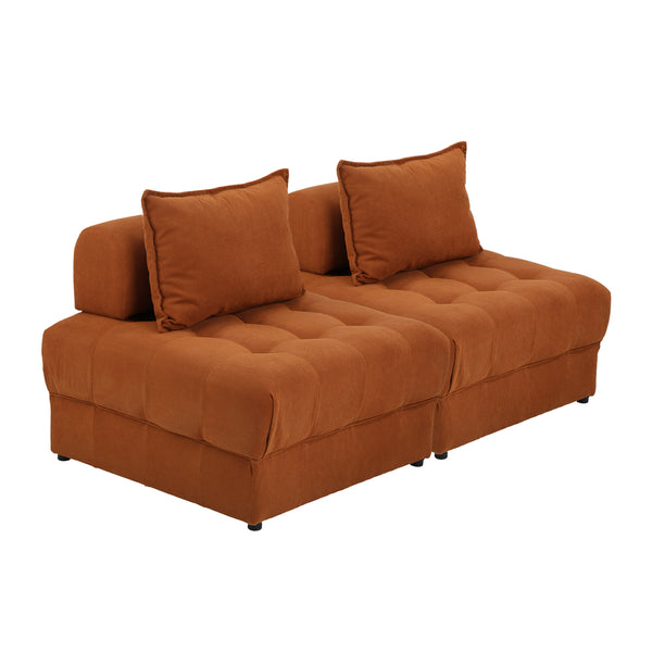  2/3/4 Seater Velvet Modular Sofa Lounge Chair with Backrest Brown