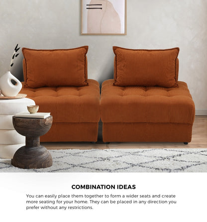4 Seater Velvet Modular Sofa Lounge Chair with Backrest Brown