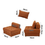 3 Seater Velvet Modular Sofa Lounge with Backrest in Brown for Living Room