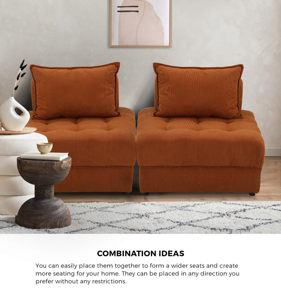 3 Seater Velvet Modular Sofa Lounge with Backrest in Brown for Living Room