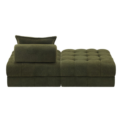 2/3/4/5/6 Seater Boucle Modular Sofa & Ottoman Set Green