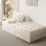 2-6 Seater Boucle Modular Sofa & Ottoman Set Armless White